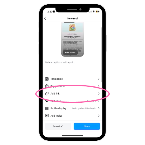 Add links to your Reels!